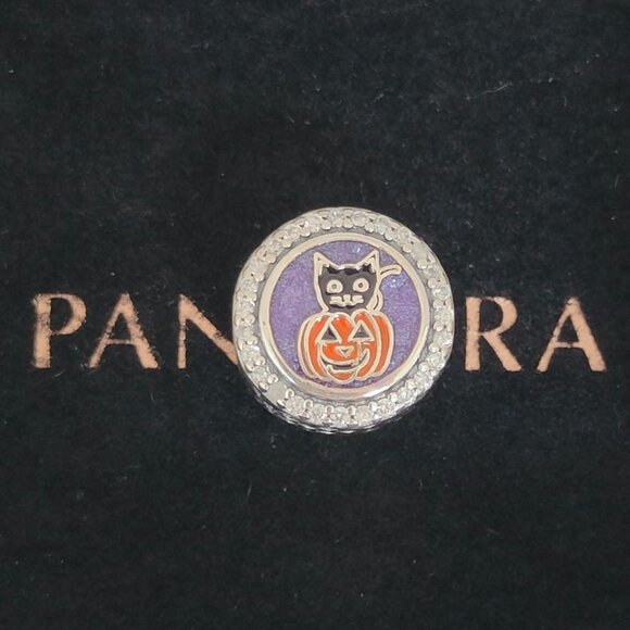 Pandora Halloween Black Cat and Pumpkin Bead GREAT SMOKY MTNS Charm Pendant S925 - Picture 1 of 6